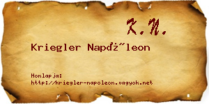 Kriegler Napóleon névjegykártya